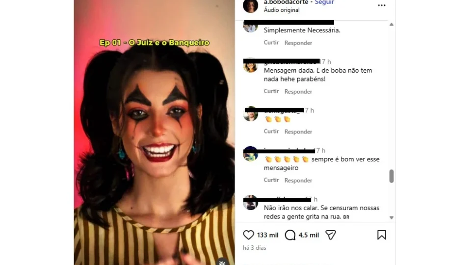 Apoiadores deixam comentários de incentivo nas publicações e criticam "censura".