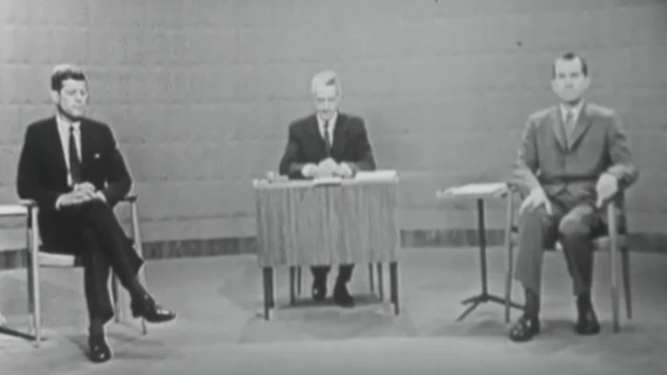 Kennedy e Nixon: primeiro debate na televisão, em 1960.