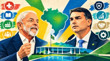 Imagem ilustrativa de comparação entre propostas plano de governo de Lula e Flávio Bolsonaro