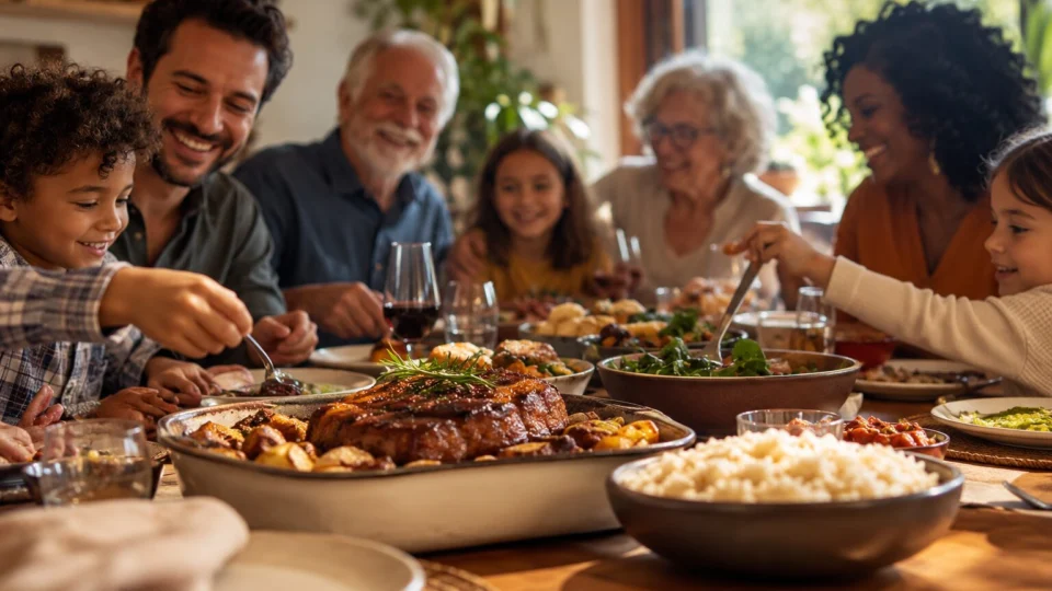 Almoço de domingo transforma a comida em memória afetiva e reforça os vínculos entre diferentes gerações reunidas à mesa.
