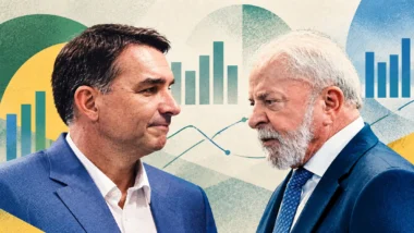 Imagem de Flávio Bolsonaro e Lula