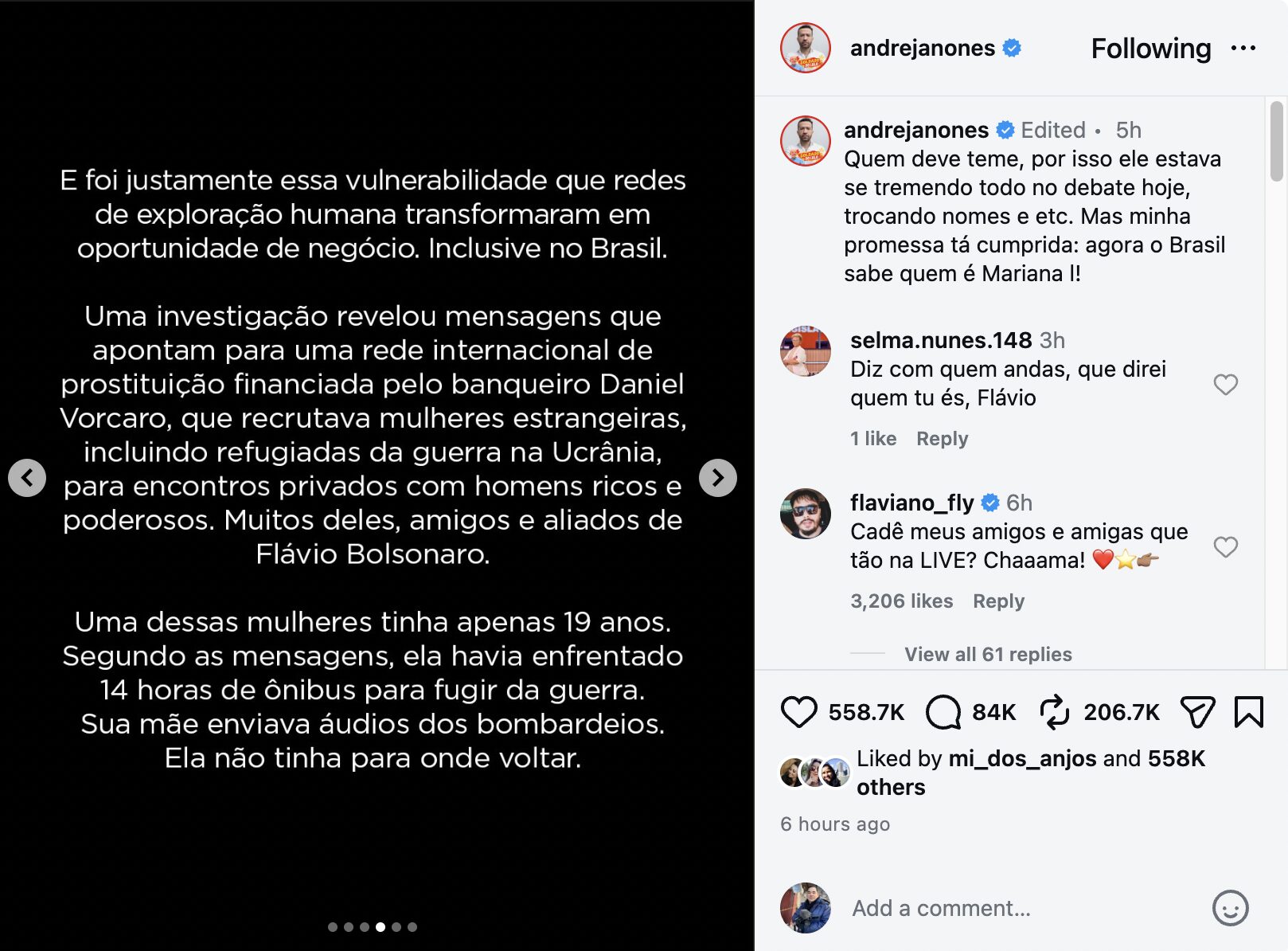 Fake news de Janones ligando Flávio à exploração de ucranianas gera atrito internacional