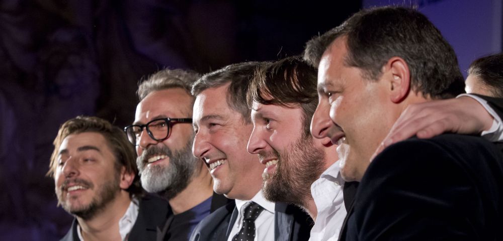 Os irmão Roca Jordi, Joan e Josep, eleitos os melhores do mundo pela Restaurant, entre o segundo lugar da lista. Massimo Bottura, da Osteria Francescana, e o terceiro, René Redzepi, do Noma. Foto: Divulgação
