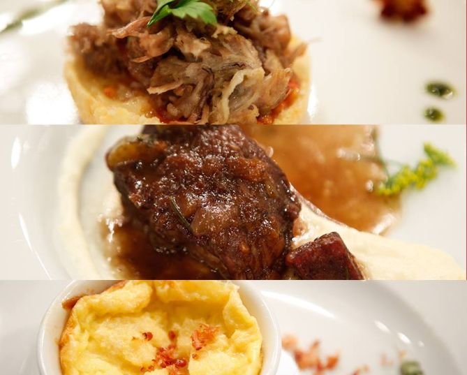 De cima para baixo: entrada, prato principal e sobremesa. Foto: reprodução Facebook MasterChef Brasil De cima para baixo: entrada, prato principal e sobremesa. Foto: reprodução Facebook MasterChef Brasil