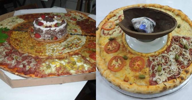 Se a preferência for por sabores doces, é possível pedir uma pizza com um bolo ou um ovo de Páscoa no meio. Fotos: Divulgação Se a preferência for por sabores doces, é possível pedir uma pizza com um bolo ou um ovo de Páscoa no meio. Fotos: Divulgação