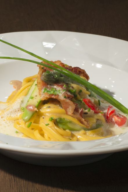 Carbonara do chef Ivo Lopes. Foto: Carlos Reinis/Band