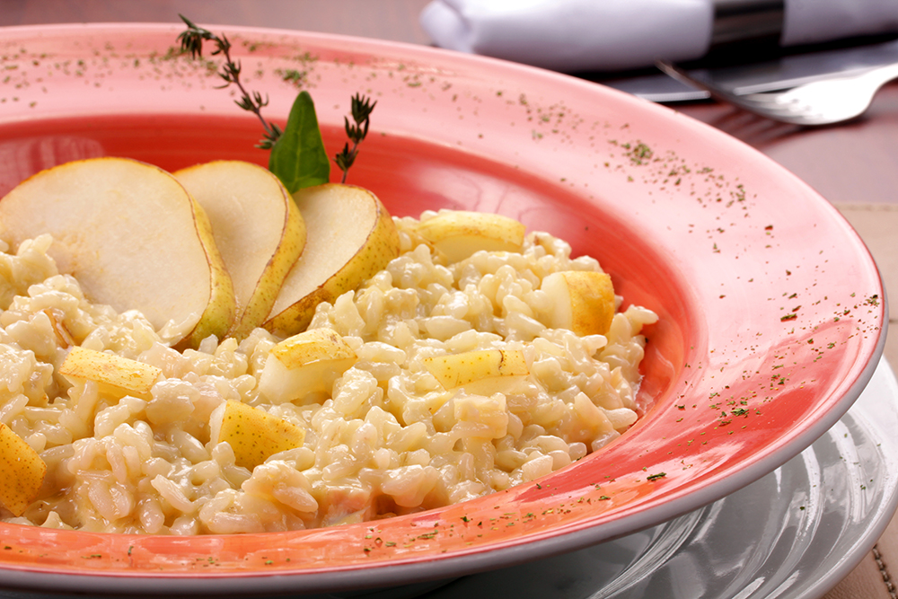 Risoto com pera. Foto: Divulgação Risoto com pera. Foto: Divulgação