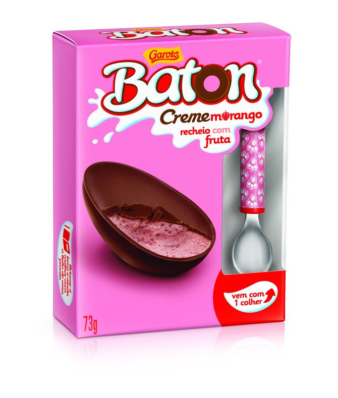 Baton Morango para comer de colher. Foto: Divulgação. Baton Morango para comer de colher. Foto: Divulgação.