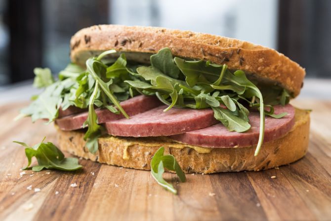 A kosher salami sandwich on rye bread at Orwasher’s Bakery in New York, Dec. 29, 2016. Riding a wave of interest in ancient grains, rye has recently been sprouting in many influential kitchens — in pasta, porridge, brownies, bread and even cooking methods. (Evan Sung/The New York Times) A kosher salami sandwich on rye bread at Orwasher’s Bakery in New York, Dec. 29, 2016. Riding a wave of interest in ancient grains, rye has recently been sprouting in many influential kitchens — in pasta, porridge, brownies, bread and even cooking methods. (Evan Sung/The New York Times)