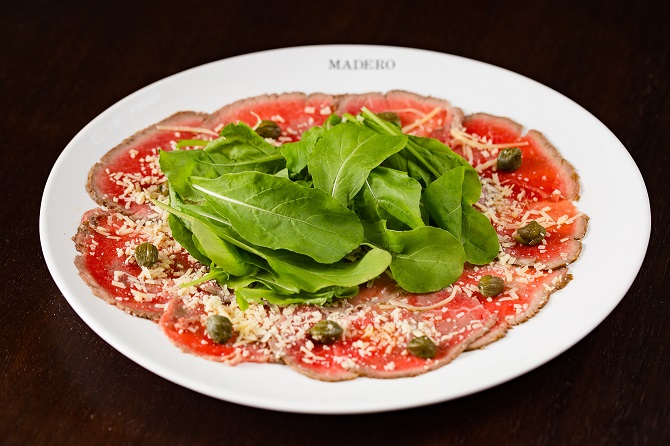 Carpaccio de filé mignon do Madero. Foto: Divulgação Carpaccio de filé mignon do Madero. Foto: Divulgação