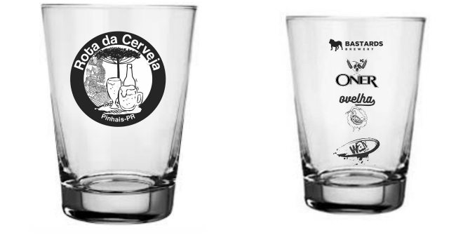 Após visitar as quatro cervejarias e carimbar seu passaporte, o cliente ganha um copo de brinde com as logomarcas da Rota da Cerveja e das quatro cervejarias participantes. Imagem: Divulgação Após visitar as quatro cervejarias e carimbar seu passaporte, o cliente ganha um copo de brinde com as logomarcas da Rota da Cerveja e das quatro cervejarias participantes. Imagem: Divulgação