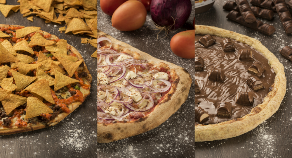 Mais de 50 sabores entre pizzas doces e salgadas.