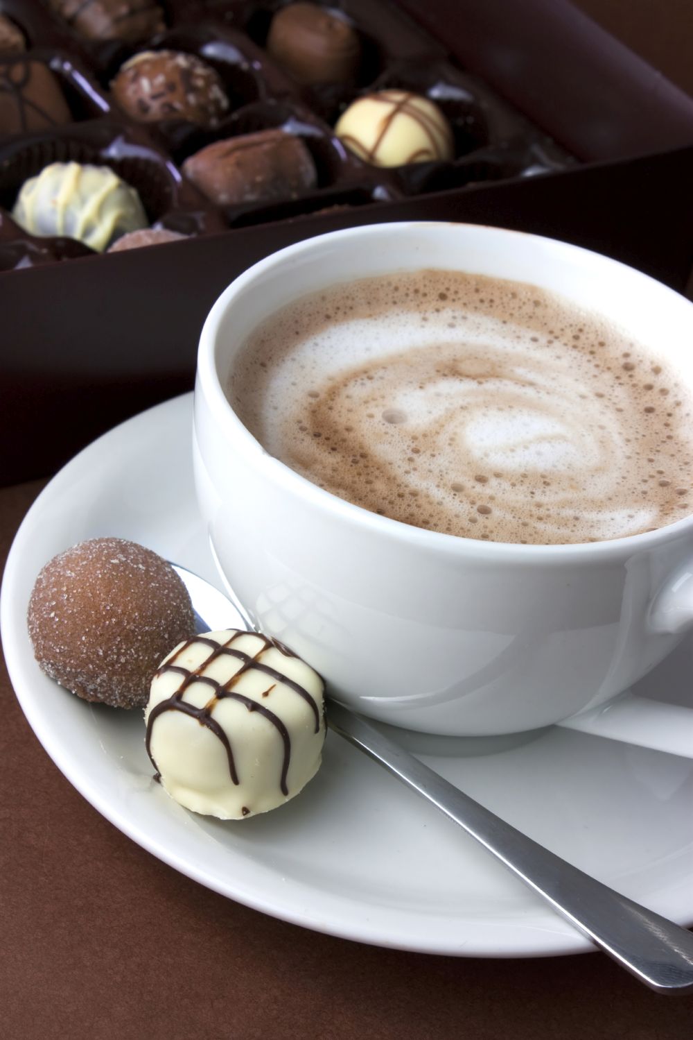 hot chocolate and truffles viewed from above hot chocolate and truffles viewed from above