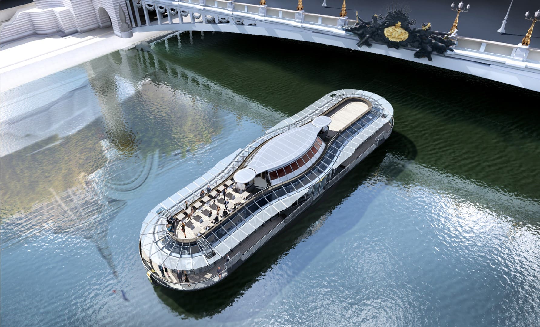 Este é o primeiro barco 100% elétrico de Paris. Foto: Divulgação Este é o primeiro barco 100% elétrico de Paris. Foto: Divulgação