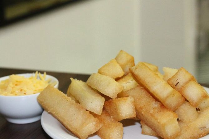 Polenta frita do restaurante Fellini, a entrada cortesia da casa. Foto: Divulgação Polenta frita do restaurante Fellini, a entrada cortesia da casa. Foto: Divulgação