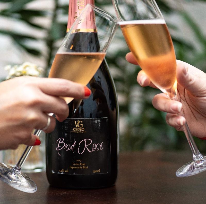 Brut Rosé, da catarinense Villaggio Grando, na Tartuferia San Paolo. Foto: Divulgação Brut Rosé, da catarinense Villaggio Grando, na Tartuferia San Paolo. Foto: Divulgação
