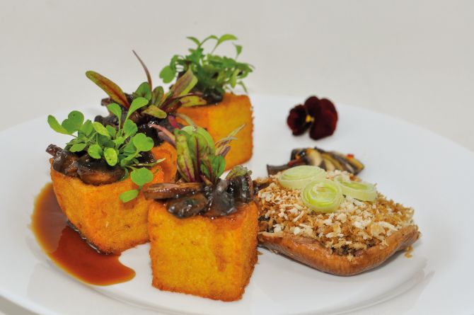 Polenta com cogumelos do Straveganzza. Foto: divulgação Polenta com cogumelos do Straveganzza. Foto: divulgação