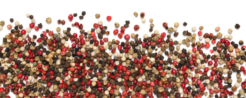 Entenda a diferença entre as pimentas branca, preta e rosa Pimentas verde, branca e preta, da planta Piper nigrum. A pimenta rosa é fruto da aroeira-mansa, uma árvore brasileira. Imagem: Bigstock
