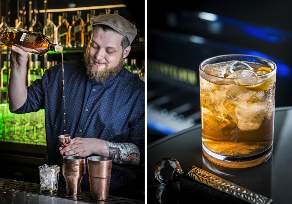 O clássico Old Fashioned do bartender Julio Perbichi fica mais leve com o xarope de açúcar e a angostura bitter. Fotos: Letícia Akemi/Gazeta do Povo. O clássico Old Fashioned do bartender Julio Perbichi fica mais leve com o xarope de açúcar e a angostura bitter. Fotos: Letícia Akemi/Gazeta do Povo.