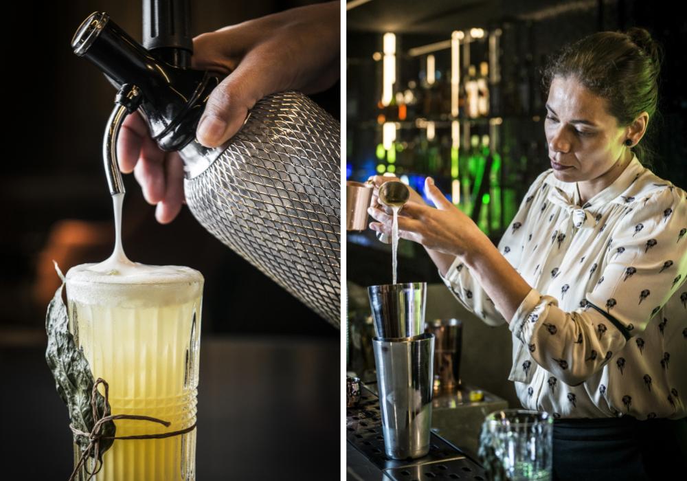 A infusão de guaco com tônica do Milagroso foi criada pela bartender Jaci Andrade para provocar a mesma sensação de um destilado, mas sem álcool. Foto: Letícia Akemi/Gazeta do Povo. A infusão de guaco com tônica do Milagroso foi criada pela bartender Jaci Andrade para provocar a mesma sensação de um destilado, mas sem álcool. Foto: Letícia Akemi/Gazeta do Povo.