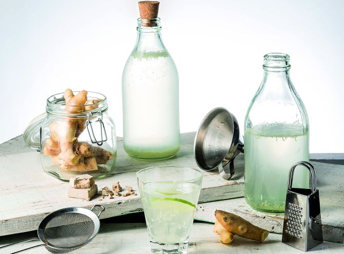 A ginger ale ou jinjibirra pode ser feita com qualquer fruta ácida no lugar do limão e só pode ser passada para a garrafa de vidro na hora de servir, pois o fermento cria pressão na embalagem. A ginger ale ou jinjibirra pode ser feita com qualquer fruta ácida no lugar do limão e só pode ser passada para a garrafa de vidro na hora de servir, pois o fermento cria pressão na embalagem.