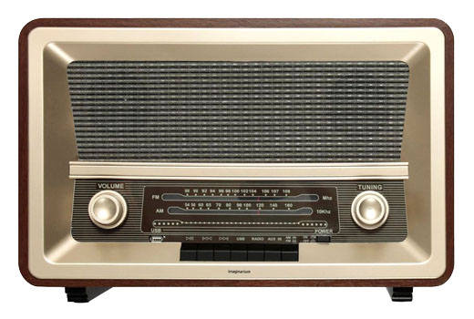 Rádio amplificador retrô . R$ 379,91 na Imaginarium. Fotos: Divulgação
