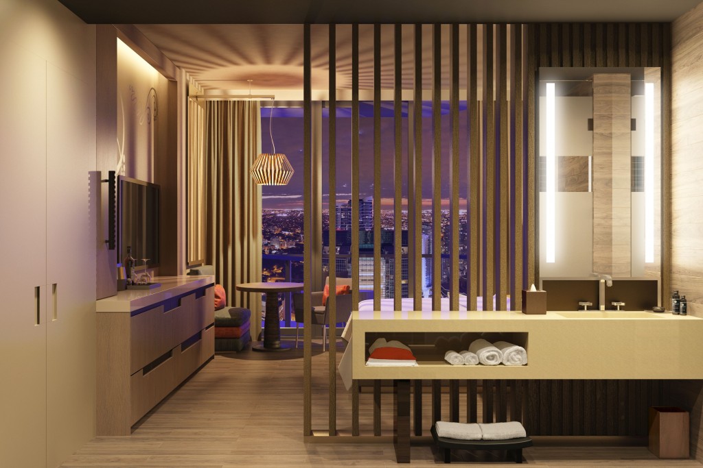 Imagem de como serão as suítes do EAST, Miami. Imagem: Divulgação.