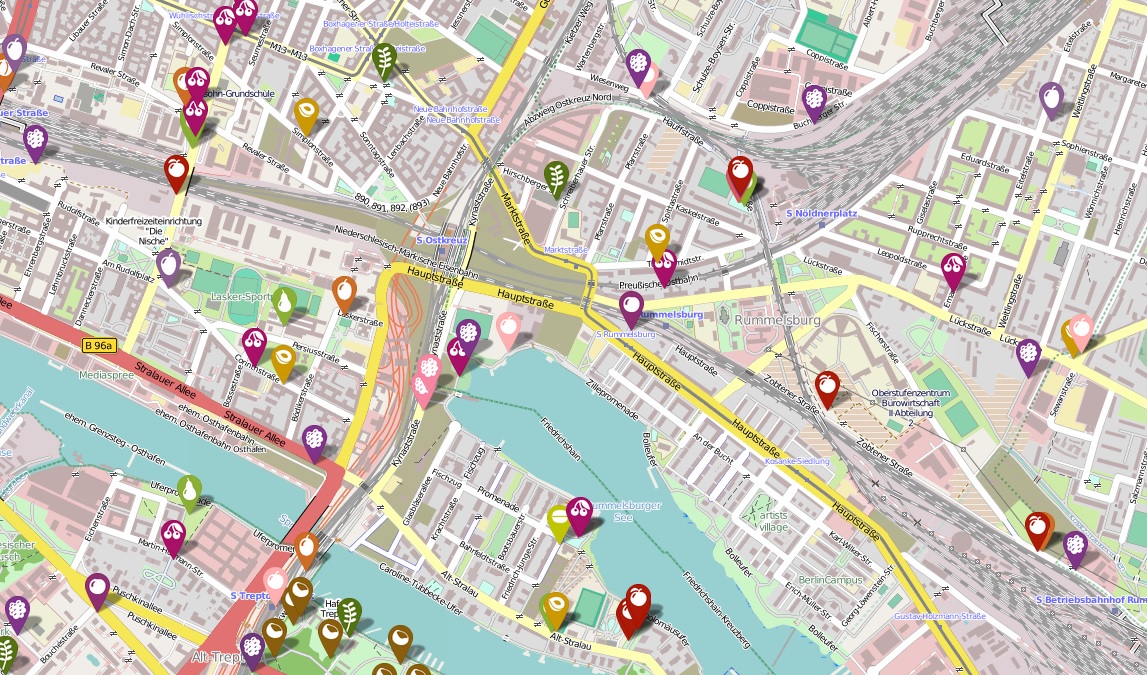 Plataforma Mundraub é uma construção coletiva para o mapeamento de árvores frutíferas nas cidades. Fotos: Reprodução/Mundraub.org