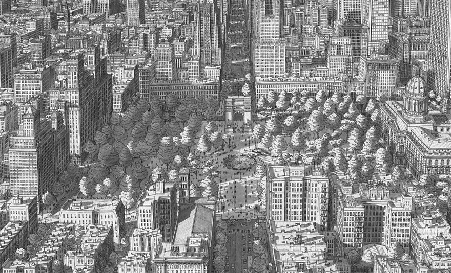 Artista holandês desenha de cabeça cidades com detalhes impressionantes Artista holandês desenha de cabeça cidades com detalhes impressionantes