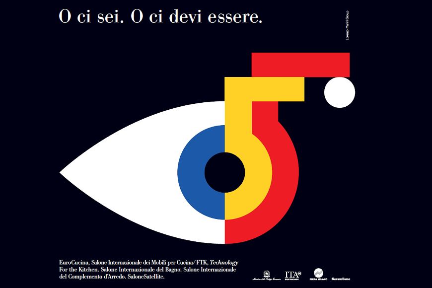 Nova identidade visual do Salão Internacional de Móveis de Milão homenageia o primeiro símbolo utilizado pelo evento na década de seu nascimento: o olho. E o número 55 comemora a 55ª edição do salão. Foto: iSalone/Divulgação