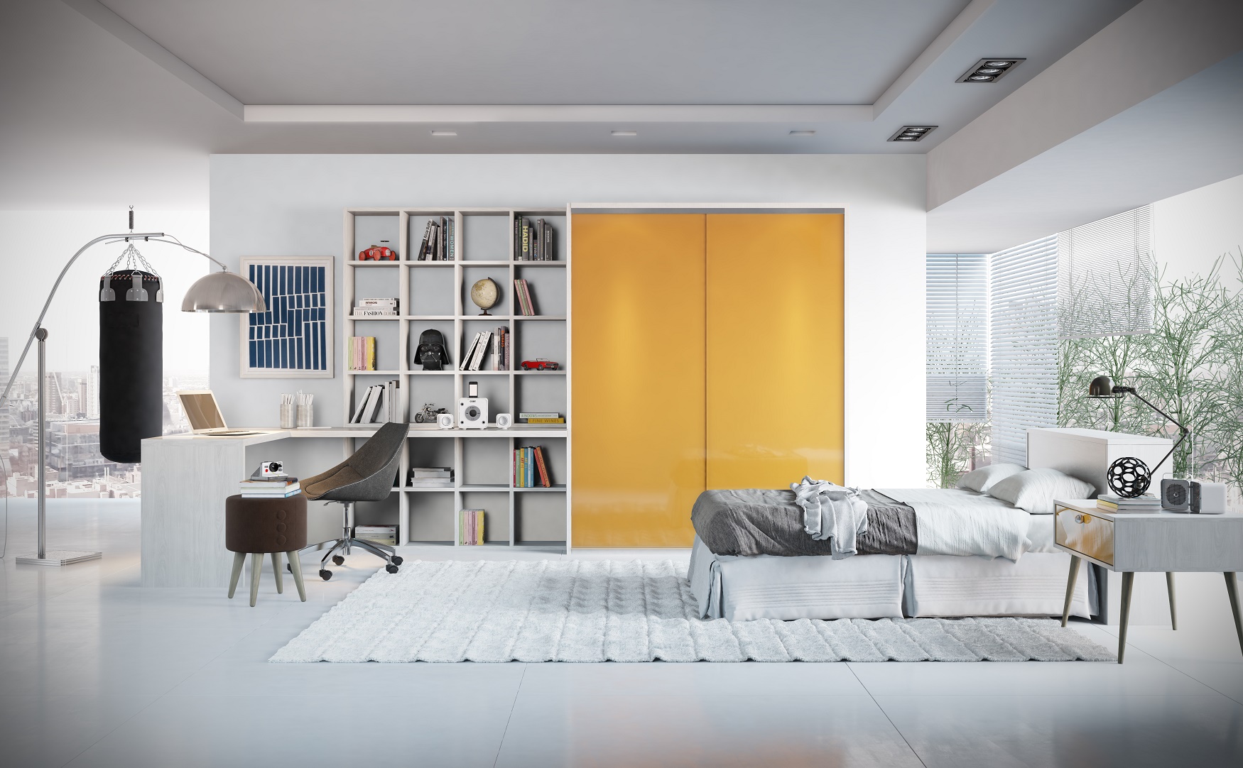 Mobiliário de dormitório feito sob medida. Imagem: Todeschini/Divulgação.