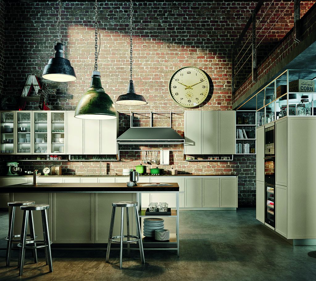 A sofisticação chegou ao estilo industrial com acabamentos finos, como nesta proposta da Snaidero. 