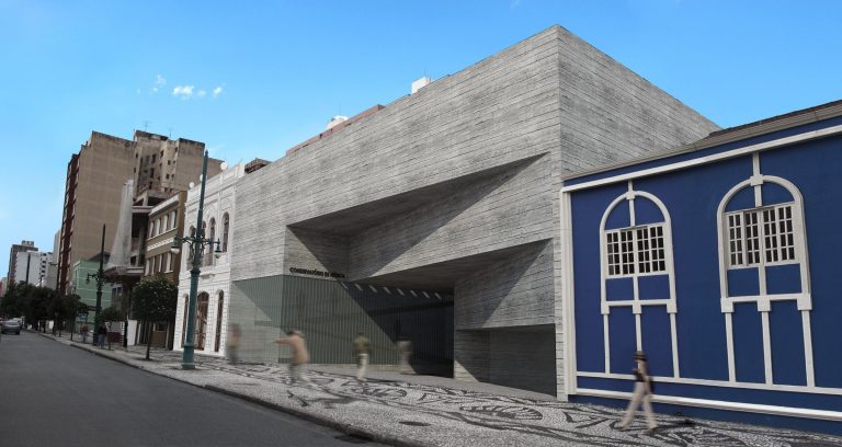 Fachada 3D de conservatório proposto pelo estudante da UP.
Imagem: Divulgação