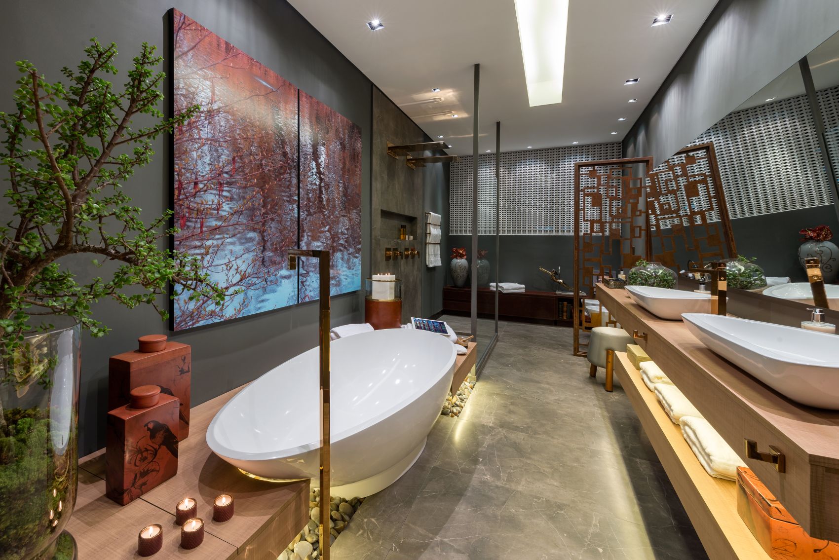 Sala de banho do casal, da arquiteta Melissa Dallegrave Afonso. Foto: Fernando Zequinão/Gazeta do Povo