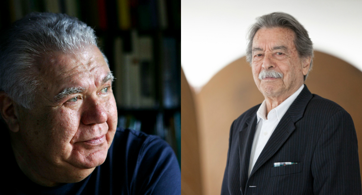Dois importantes ícones da arquitetura mundial, Jaime Lerner e Paulo Mendes da Rocha vão se reunir no próximo dia 8 em São Paulo para a estreia do documentário "Jaime Lerner: Uma História de Sonhos". Fotos: Daniel Castellano e Fernando Zequinão/Gazeta do Povo