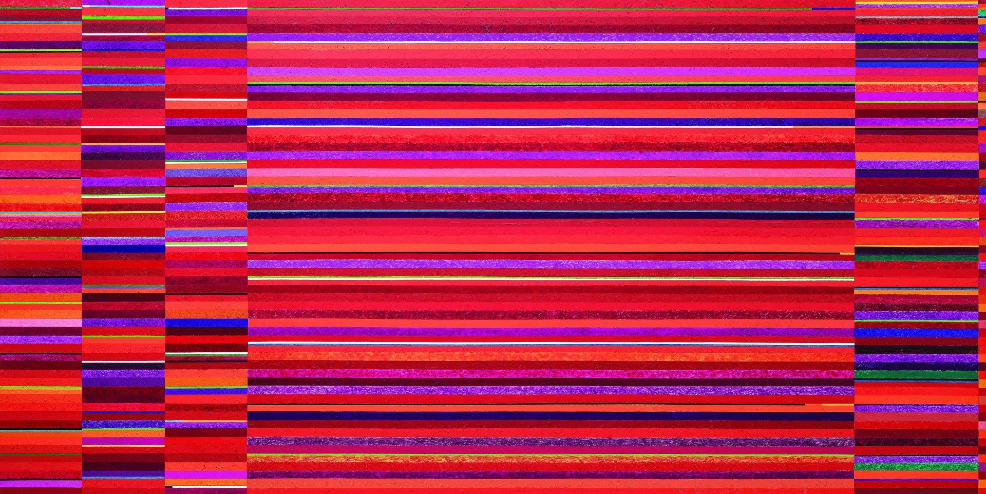 A obra Prélude Fugue et Contrepoint  (150 x 300 cm), óleo sobre tela, 
2016, de Gonçalo Ivo.
Foto: Jaime Acioli / Divulgação