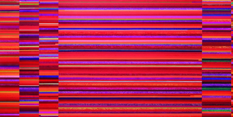 A obra Prélude Fugue et Contrepoint (150 x 300 cm), óleo sobre tela,
2016, de Gonçalo Ivo.
Foto: Jaime Acioli / Divulgação