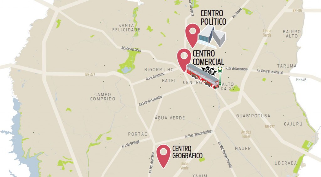 Conheça o “verdadeiro” Centro de Curitiba, longe do burburinho da XV Imagens: Google Maps e Infografia Gazeta do Povo