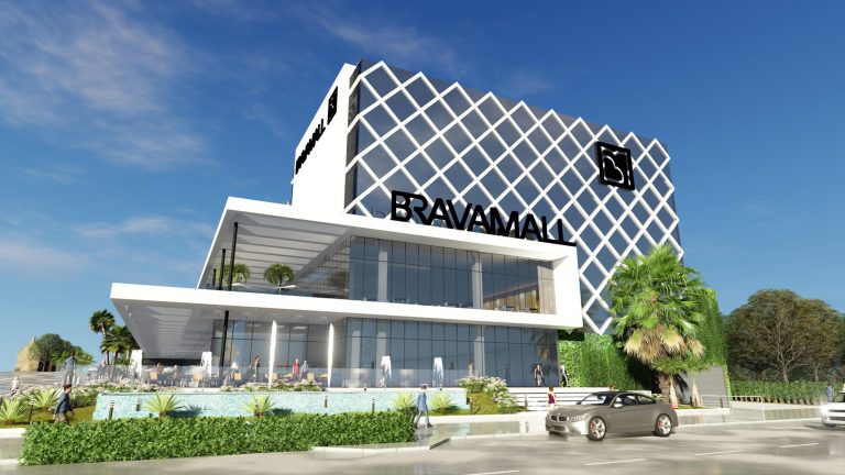 Fachada do Brava Mall, em Itajaí-SC, que será entregue no fim de 2017. Imagem: Divulgação