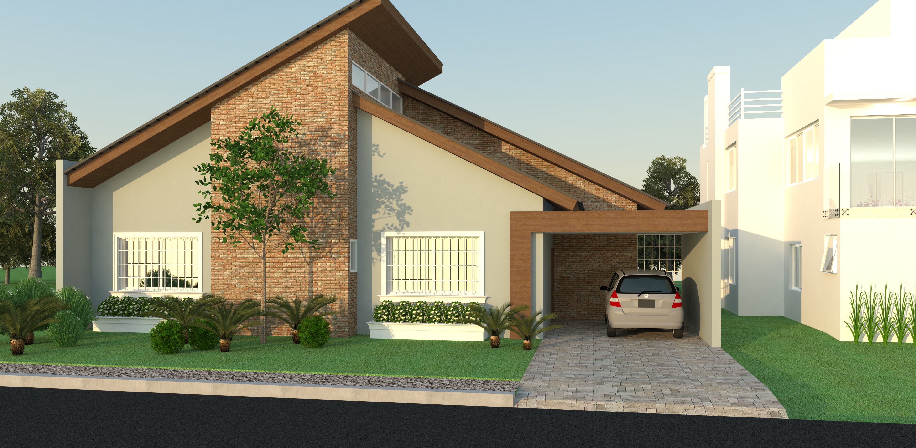 A fachada da casa que será levantada em 100 dias. Fotos: Mora Constrói/Clarice Volpi/Divulgação