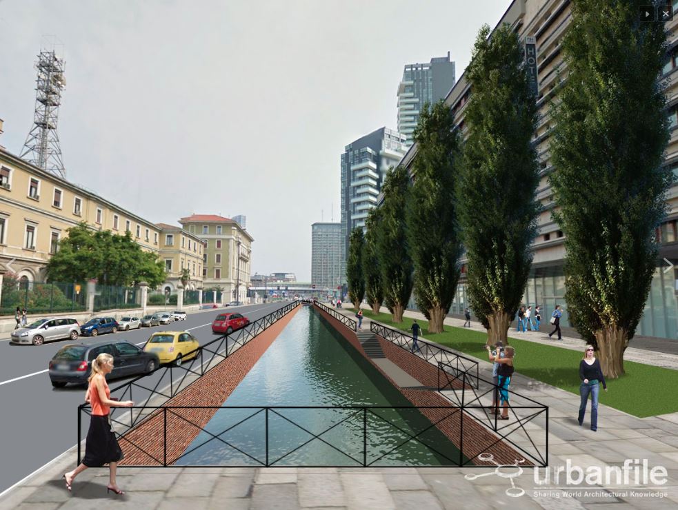 Projeção de como ficaria a
Via Melchiorre Gioia com os canais reabertos. Imagem: Urbanfile/Divulgação Projeção de como ficaria a
Via Melchiorre Gioia com os canais reabertos. Imagem: Urbanfile/Divulgação