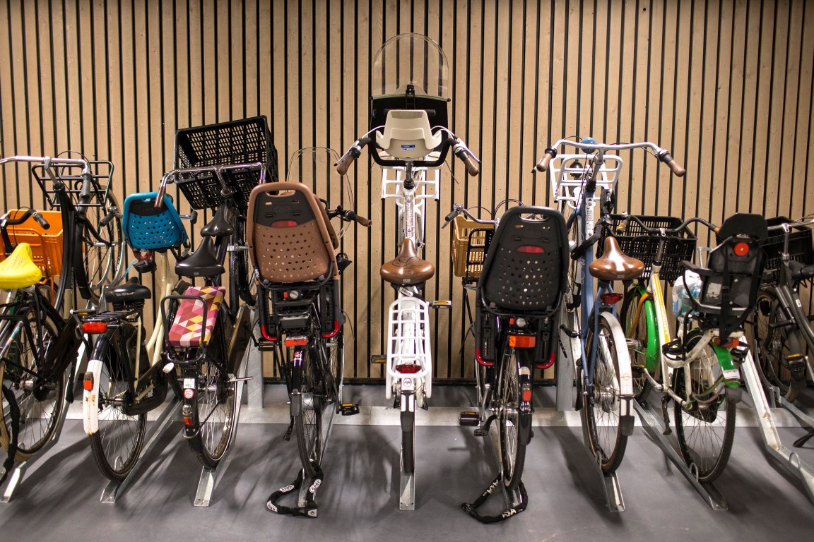 A special section in a new underground bike parking garage for bigger bikes, which usually have children’s seats attached, in Utrecht, The Netherlands, Aug. 22, 2017. Utrecht is the Netherlands’ fastest growing city and also one of the world’s most bike-friendly places in one of the world’s most bike-friendly countries. (Ilvy Njiokiktjien/The New York Times) A special section in a new underground bike parking garage for bigger bikes, which usually have children’s seats attached, in Utrecht, The Netherlands, Aug. 22, 2017. Utrecht is the Netherlands’ fastest growing city and also one of the world’s most bike-friendly places in one of the world’s most bike-friendly countries. (Ilvy Njiokiktjien/The New York Times)