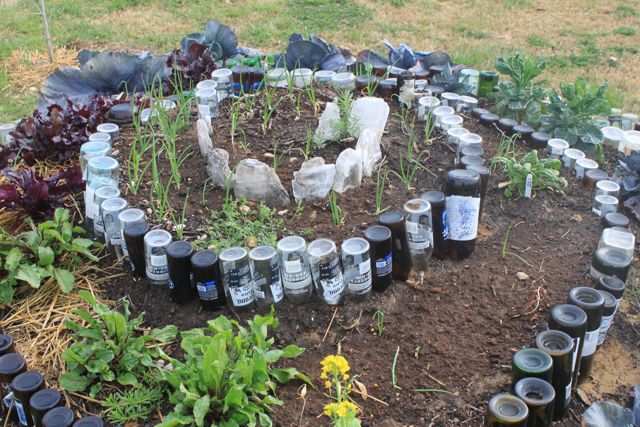 Até mesmo garrafas de vidro vazias podem ser usadas para construir a espiral. Foto: Reprodução/Pinterest Até mesmo garrafas de vidro vazias podem ser usadas para construir a espiral. Foto: Reprodução/Pinterest