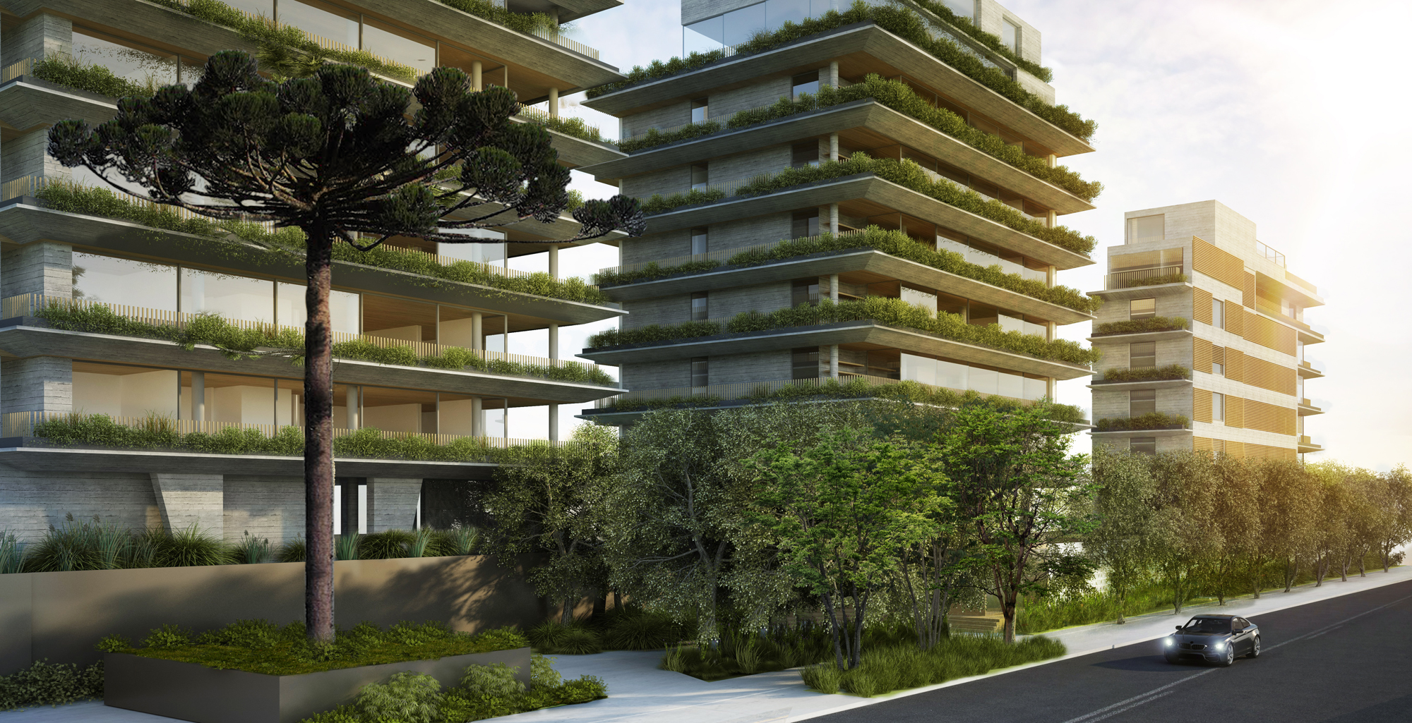 Residencial Ícaro Jardins do Graciosa, no bairro Cabral, em Curitiba, adota o conceito de casas suspensas. Imagem: Divulgação Residencial Ícaro Jardins do Graciosa, no bairro Cabral, em Curitiba, adota o conceito de casas suspensas. Imagem: Divulgação