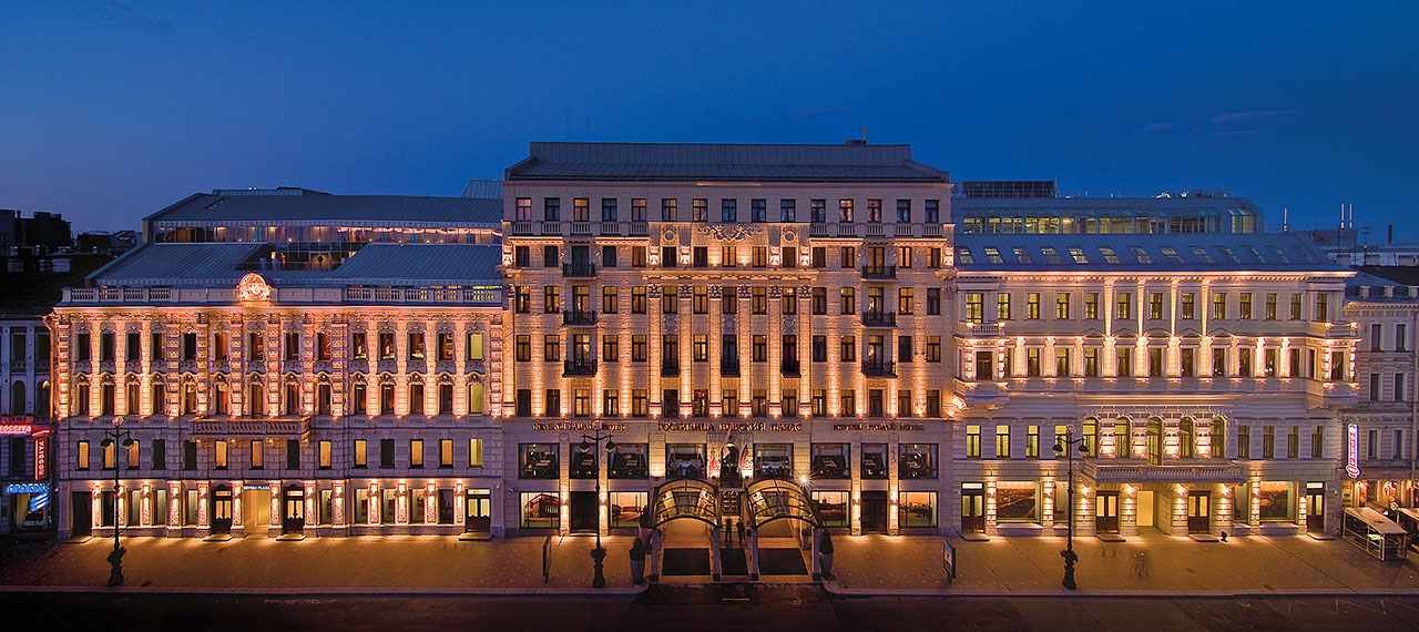 Fachada do luxuoso Corinthia Hotel em São Petersburgo. Foto: Corinthia Hotel / Reprodução