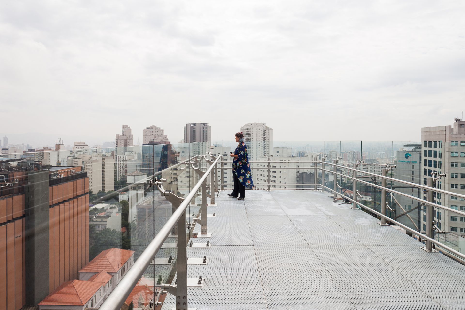 O terraço do prédio de 17 andares tem vista privilegiada para o centro de São Paulo. Foto: Pedro Vannucchi O terraço do prédio de 17 andares tem vista privilegiada para o centro de São Paulo. Foto: Pedro Vannucchi