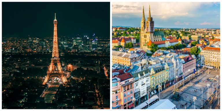 Paris e Zagreb: as capitais de França e Croácia. Fotos: Divulgação