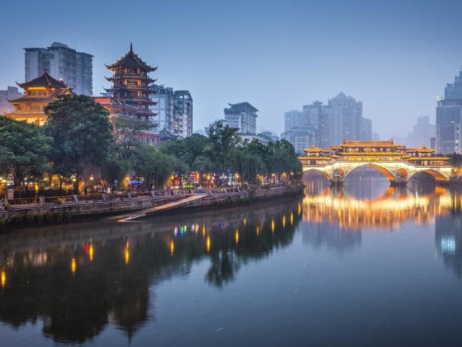 A cidade de Chegdu, no sudoeste da China, tem 14,45 milhões de habitantes. Foto: istock A cidade de Chegdu, no sudoeste da China, tem 14,45 milhões de habitantes. Foto: istock