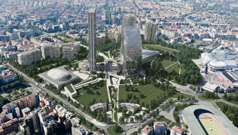 Área com 61 acres na região histórica de Milão está sendo renovada com a chegada de prédios como assinados pelo Studio Libeskind, pela Zaha Hadid Architects e pela Arata Isozaki & Associates. Foto: Studio Libeskind