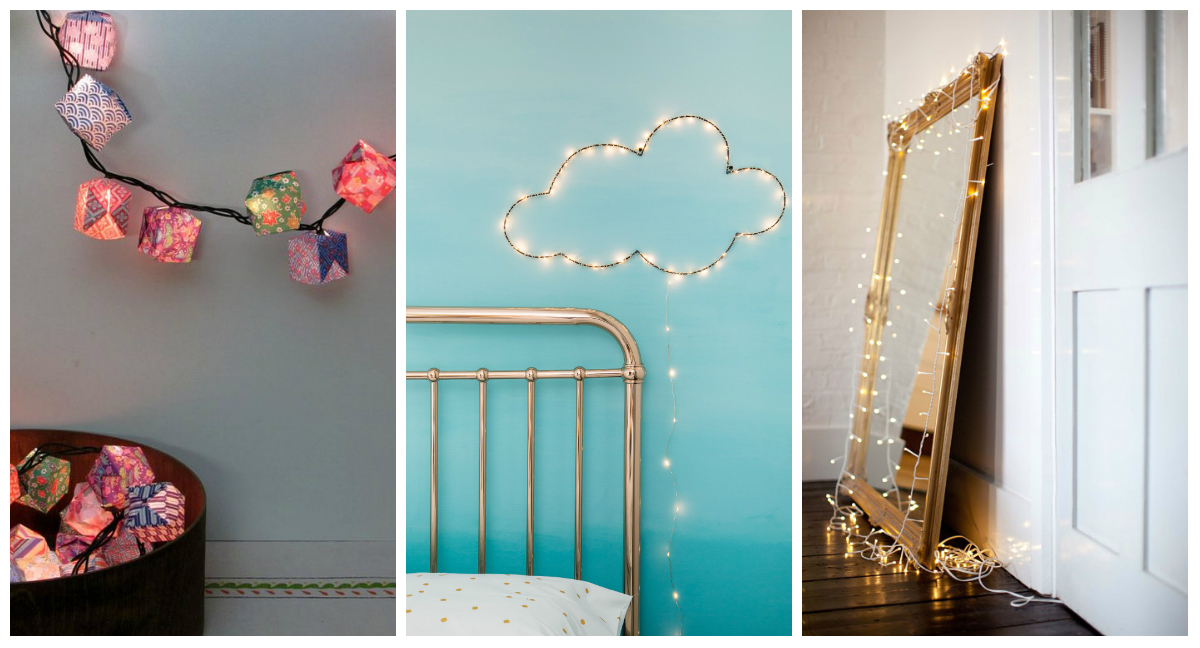 As luzes podem ser usadas o ano todo para deixar a decoração de casa mais bonita e irreverente. Fotos: Reprodução/Pinterest